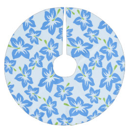 ブルーハイビスカス、ブルーフラワー、花のパターン ブラッシュドポリエステルツリースカート