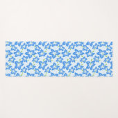 ブルーハイビスカス、ブルーフラワー、花のパターン ヨガマット (正面(横))