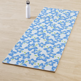 ブルーハイビスカス、ブルーフラワー、花のパターン ヨガマット