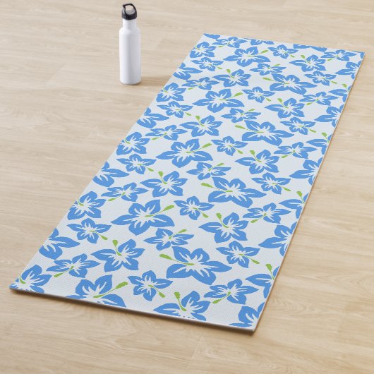 ブルーハイビスカス、ブルーフラワー、花のパターン ヨガマット (インサイチュ)