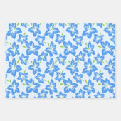 ブルーハイビスカス、ブルーフラワー、花のパターン ラッピングペーパーシート (正面2)