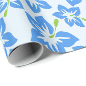 ブルーハイビスカス、ブルーフラワー、花のパターン ラッピングペーパー (ロールコーナー)