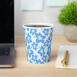 ブルーハイビスカス、ブルーフラワー、花のパターン 紙コップ