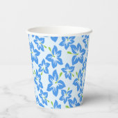 ブルーハイビスカス、ブルーフラワー、花のパターン 紙コップ (裏面)