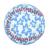 ブルーハイビスカス、ブルーフラワー、花のパターン 野球ボール (正面左)