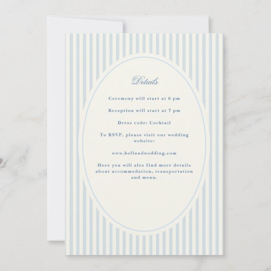 ブルーハイフォーマルジ名門私立校風のャンジェア庭園の結婚式 招待状 (裏面)