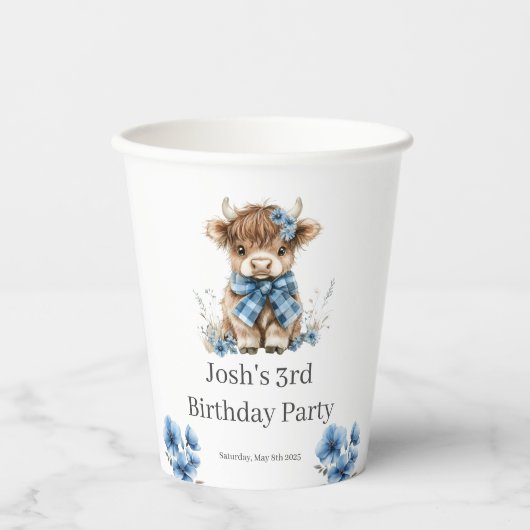 ブルーハイランドカウバースデーパーティー 紙コップ (正面)