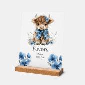 ブルーハイランド牛の誕生日ウィズサイン アクリルサイン (傾斜)