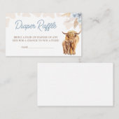 ブルーハイランド牛の赤ちゃんシャワーおむつラッフル エンクロージャーカード (正面/裏面)