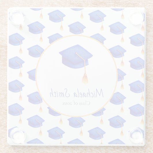 ブルーハイ王室のスクール卒業パーソナライズされた ガラスコースター (裏面)