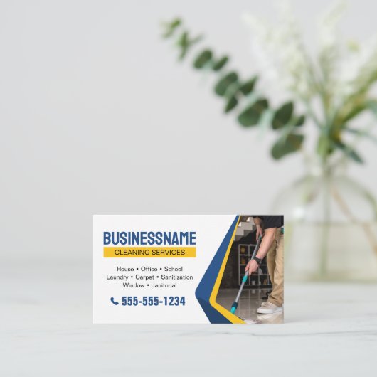 ブルーハウスクリーニングサービスオフィス清掃メイド 名刺 (スタンド正面)