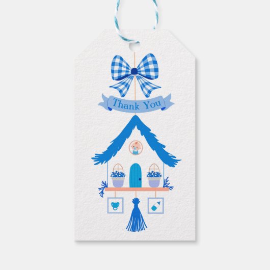 ブルーハウスパーソナライズされたサンキューベイビーシャワー ギフトタグ (裏面)