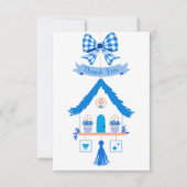 ブルーハウスパーソナライズされたサンキューベイビーシャワー サンキューカード (正面)