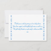 ブルーハウスパーソナライズされたサンキューベイビーシャワー サンキューカード (裏面)