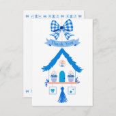 ブルーハウスパーソナライズされたサンキューベイビーシャワー サンキューカード (正面/裏面)