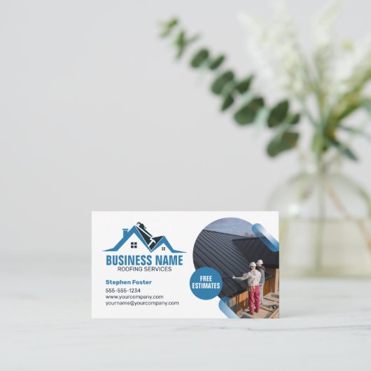 ブルーハウスルーフィング建築ルーフトアーシェングルス 名刺 (スタンド正面)