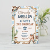 ブルーハウディカウボーイ誕生日招待状 招待状 (スタンド正面)