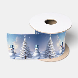 ブルーハットの雪だるま クリスマスツリー ホリデー サテン サテンリボン