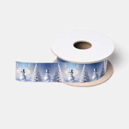 ブルーハットの雪だるま クリスマスツリー ホリデー サテン サテンリボン