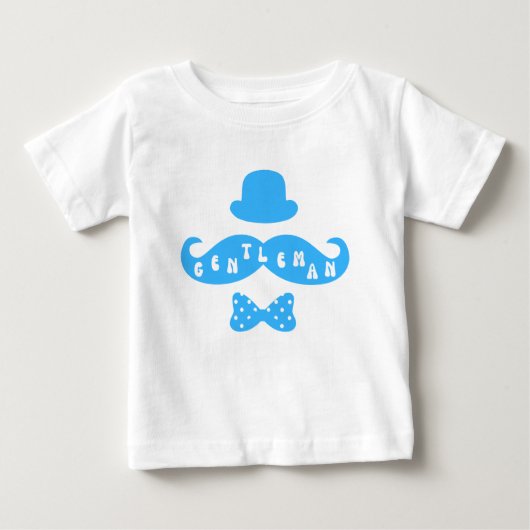 ブルーハットムスタカジュアルッシュ男の赤ちゃんTシャツ ベビーTシャツ (正面)