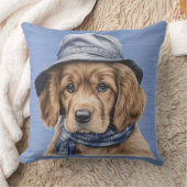 ブルーハット付き愛らしいコッカースパニエル犬子犬 クッション (ブランケット)