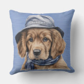 ブルーハット付き愛らしいコッカースパニエル犬子犬 クッション (裏面)