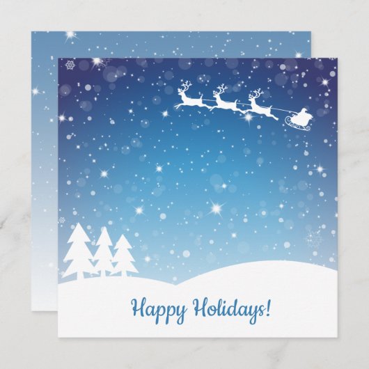 ブルーハッピーウィンターホリデーズスノーフレーク シーズンカード (正面/裏面)