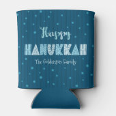 ブルーハッピーハヌカータイポグラフィスターオブデイヴィッドネーム 缶クーラー (裏面)