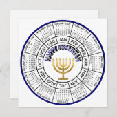 ブルーハッピーハヌカー金ゴールド(ユダヤ教)メノラーカレンダーカード シーズンカード (正面/裏面)