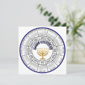 ブルーハッピーハヌカー金ゴールド(ユダヤ教)メノラーカレンダーカード シーズンカード (スタンド正面)