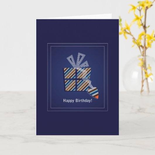 ブルーハッピーバースデーはギフトボックス付きの少年カードをメンズ カード (黄色い花)