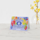 ブルーハッピーバースデー切り出しクッキーwバルーン カード (黄色い花)