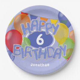 ブルーハッピーバースデー切り出しクッキーwバルーン ペーパープレート