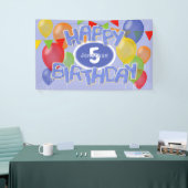 ブルーハッピーバースデー切り出しバルーン 横断幕 (トレードショー)