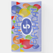 ブルーハッピーバースデー切り出しバルーン 横断幕 (縦)