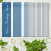 ブルーハッピーバースデー姉妹 キッチンタオル (折り畳み)