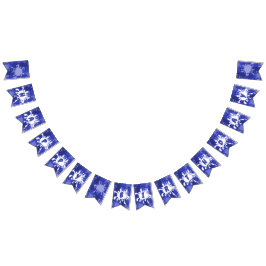 ブルーハッピーバースデー絵画（ばちゃばちゃ）跳ねる バンティングフラッグ