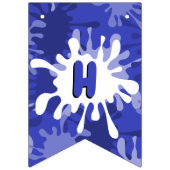 ブルーハッピーバースデー絵画(ばちゃばちゃ)跳ねる バンティングフラッグ (第2の旗)