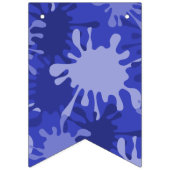 ブルーハッピーバースデー絵画(ばちゃばちゃ)跳ねる バンティングフラッグ (第1の旗)