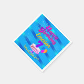 ブルーハッピーバースデー |編集可能 スタンダードカクテルナプキン (角)