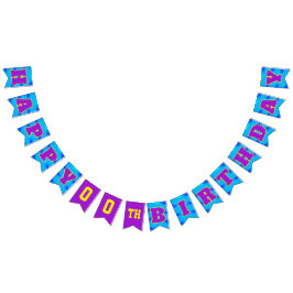 ブルーハッピーバースデー |編集可能 バンティングフラッグ