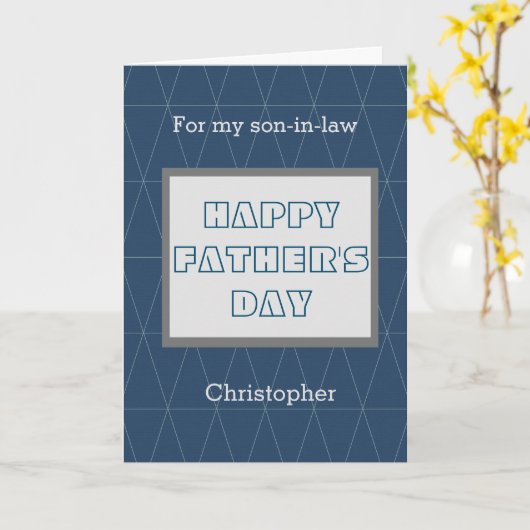 ブルーハッピーファーザーの義理の息子 カード (黄色い花)