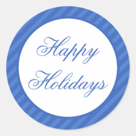 ブルーハッピーホリデーズクリスマス封筒用シール ラウンドシール