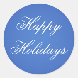 ブルーハッピーホリデーズクリスマス封筒用シール ラウンドシール
