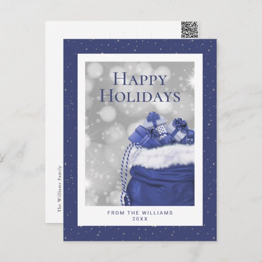 ブルーハッピーホリデーズスタークリスマスギフト シーズンポストカード (正面/裏面)