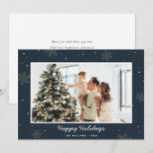 ブルーハッピーホリデーズファミリーフォトスノーフレーク シーズンカード (正面/裏面)