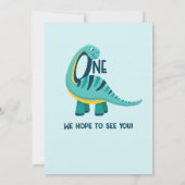 ブルーハッピーリトル恐竜1男の子1歳の誕生日 招待状 (裏面)