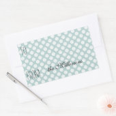 ブルーハッピー顔ギフトラベル 長方形シール (封筒)