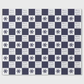 ブルーハッメリープすてきスノーフレーク ラッピングペーパー (フラット)