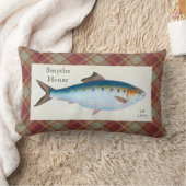 ブルーハドックフィッシュプレイドタータンチェックランバー装飾用クッション ランバークッション (ブランケット)